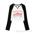 Women's autumn fashion alphabet floral long sleeve top